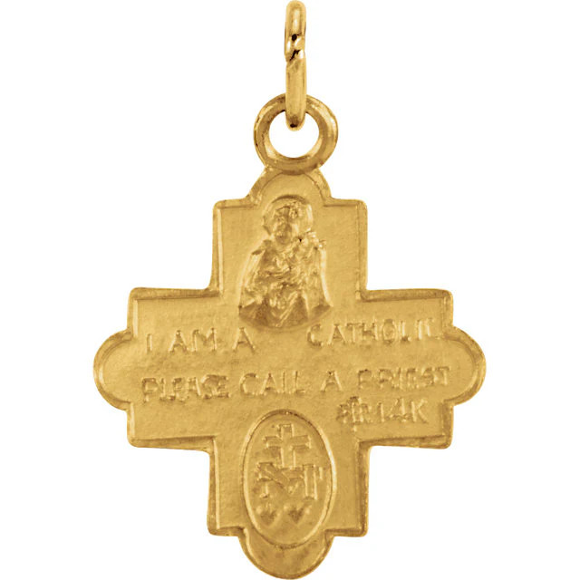 14K Yellow Gold 4-Way Cross Pendant