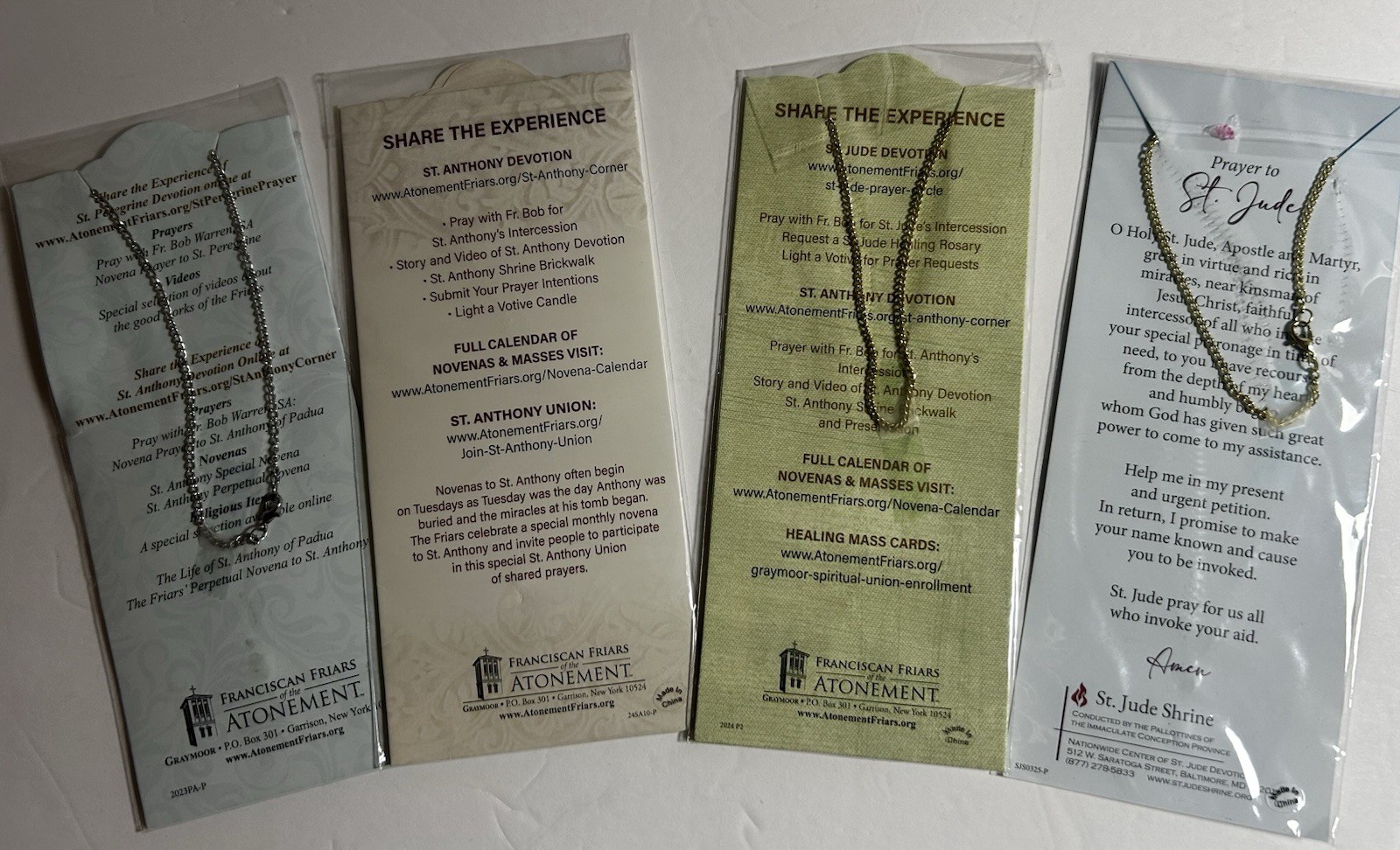 Catholic Metals Lot Of 6 – Pray For Us St. Jude & St.Anthony Necklace Charms Etc