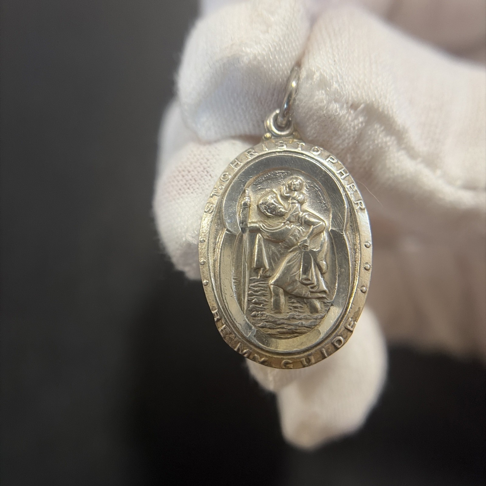 Vintage Chapel Sterling Silver Catholic St Christopher Medal Pendant Charm 5G