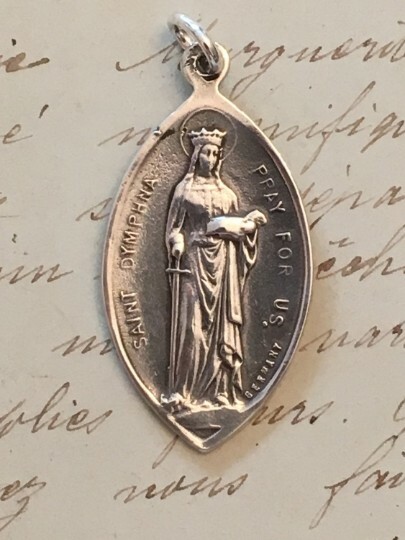 St Dymphna Medal – Sterling Silver Antique Replica