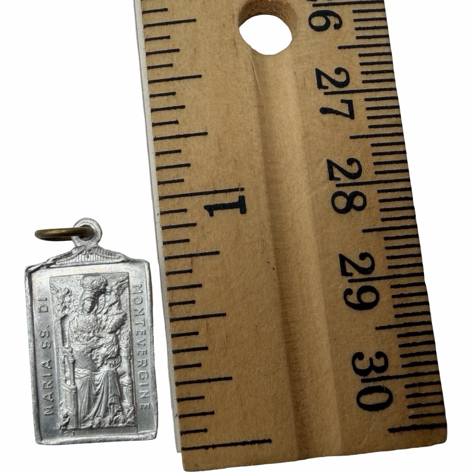 Vintage Maria SS Di Montevergine St Anastasius Aluminum Medal Pendant Italy