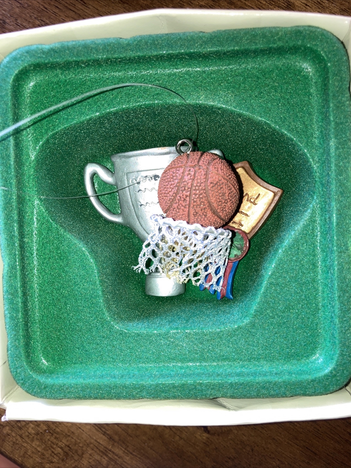 Russ Classic Memories Vintage Sports Ornament Basketball, Net, & Trophy
