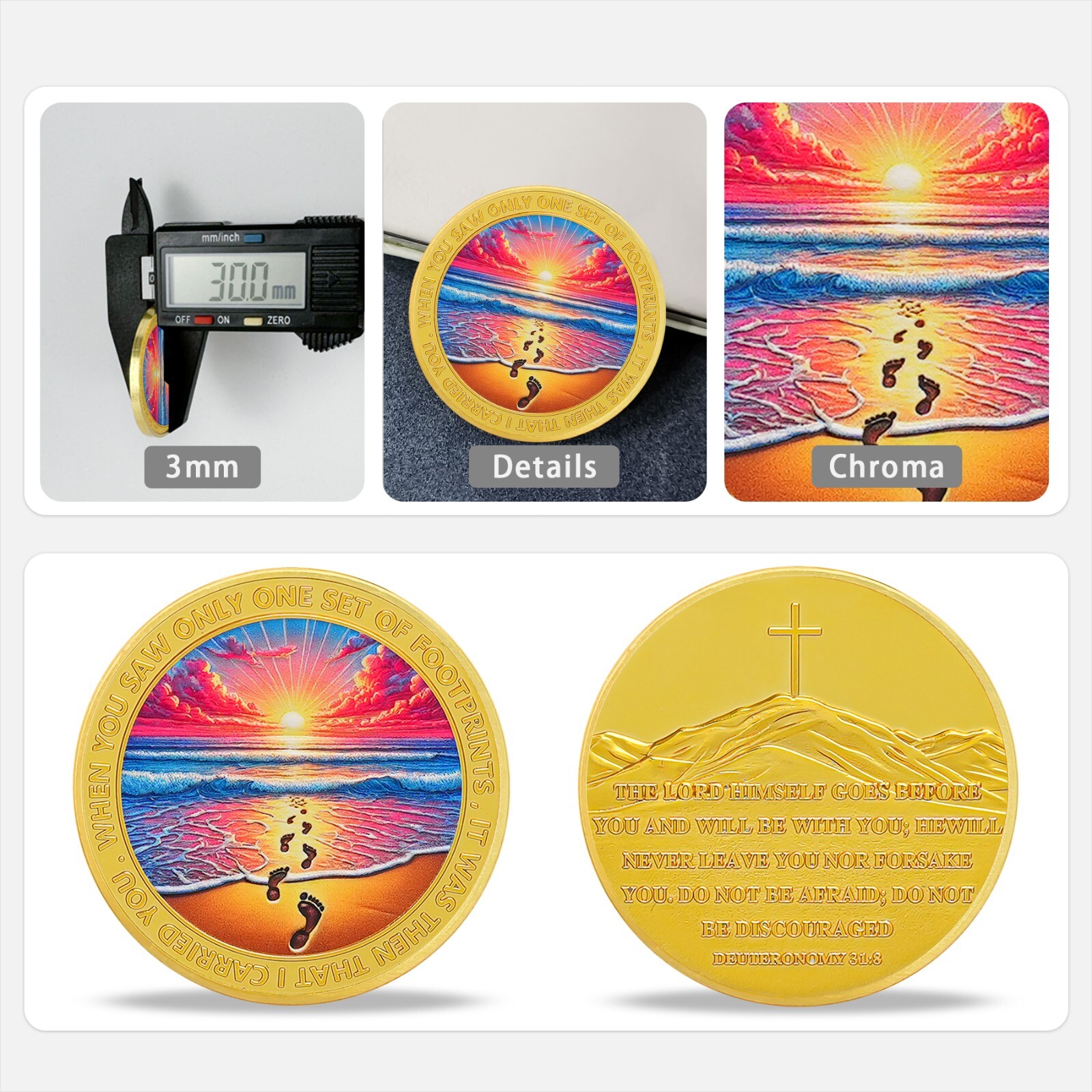 Footprints in the Sand Coins 5Pack – Christian Bible Verse Challenge Coin Medals