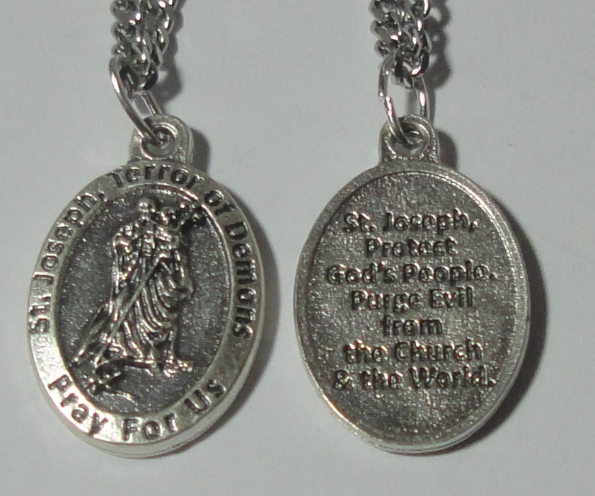 St Joseph “Terror of Demons” Holy Medal on 24″ Stainless Steel Chain