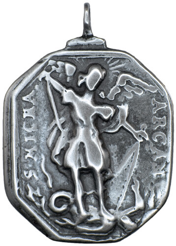 ARCHANGEL MICHAEL / ST. MICHAEL CROSS Medal, silver, cast from Italian original