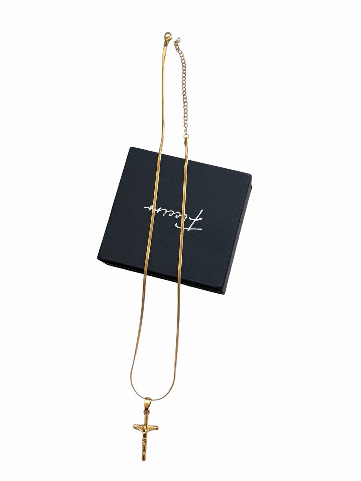 Gold Cross Neclace for Men Women- Stainless Steel Jesus Pendant gift 18” Chain”