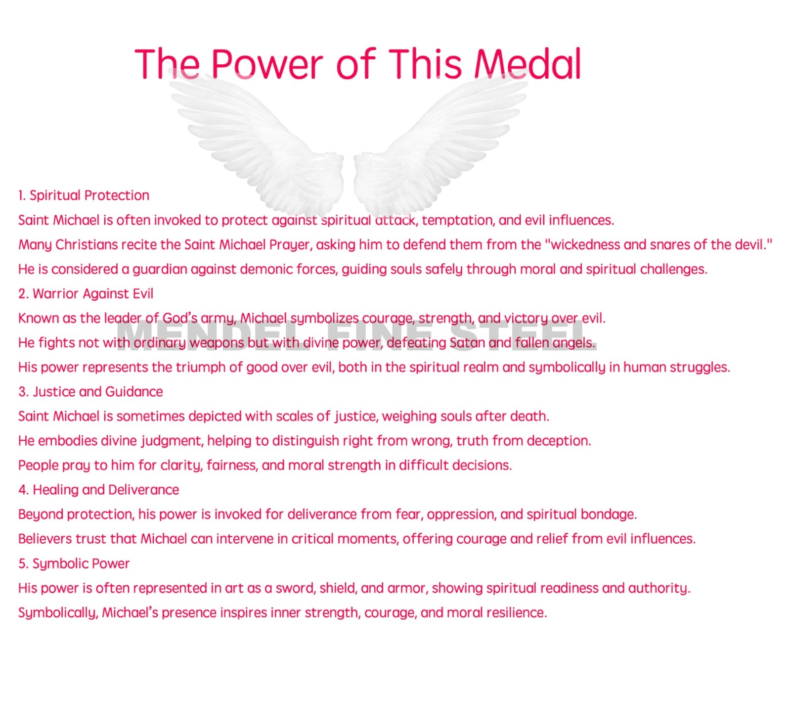 MENDEL Mens Catholic Christian Saint St Michael Medal Medallion Pendant Necklace