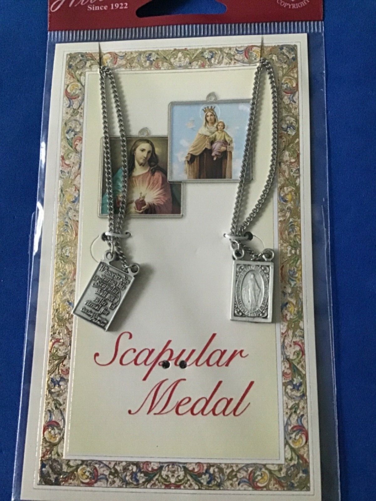 Rare Pewter SCAPULAR SACRED HEART Miraculous Mary’s Promise Stainless Steel