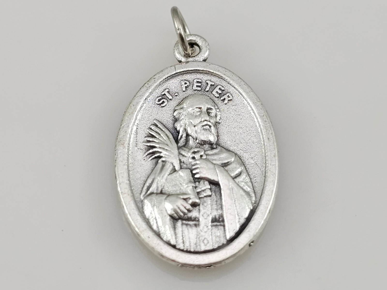 Saint Paul / Saint Peter Medal Pendant Italy 1-inch Silver Tone Metal