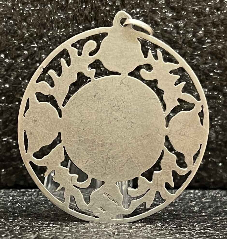 Amazing antique Sacred Heart of Jesus artisanal flowers design silver 900, 47 mm
