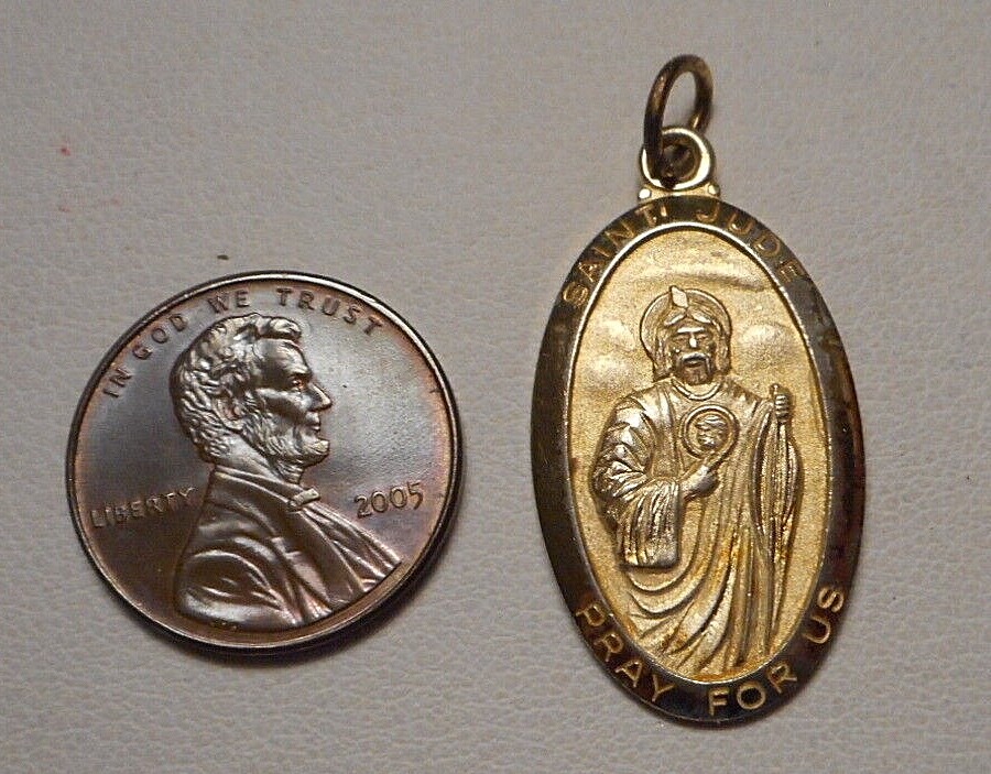 Catholic Gold-Plated Sterling Silver St Jude Pray for Us Medal Pendant by Chapel