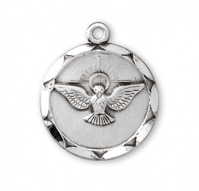 925 Sterling Silver Holy Spirit Pendant Medal Necklace With Chain & Box