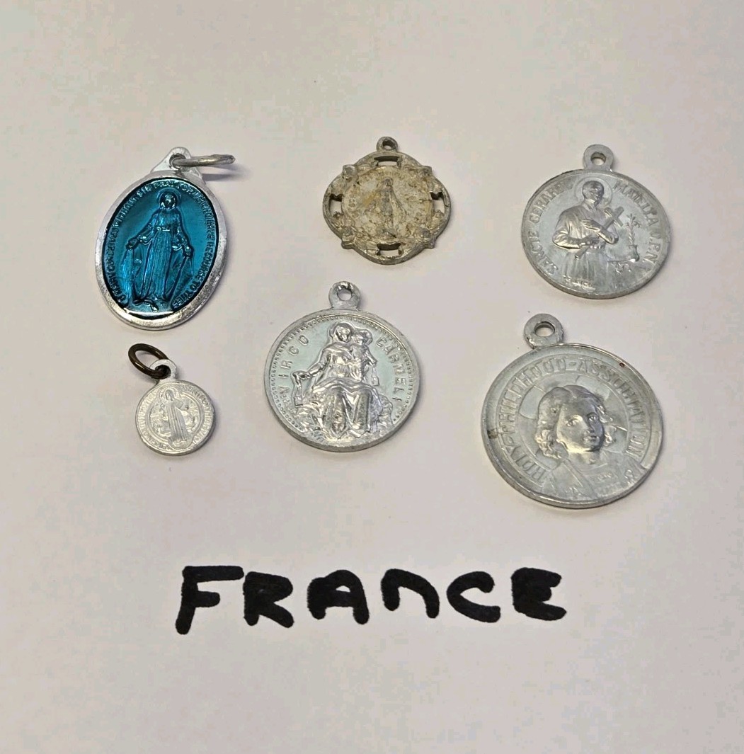 Vintage 39 Piece Lot Aluminum Catholic Medals Half Marked Italy France Germany