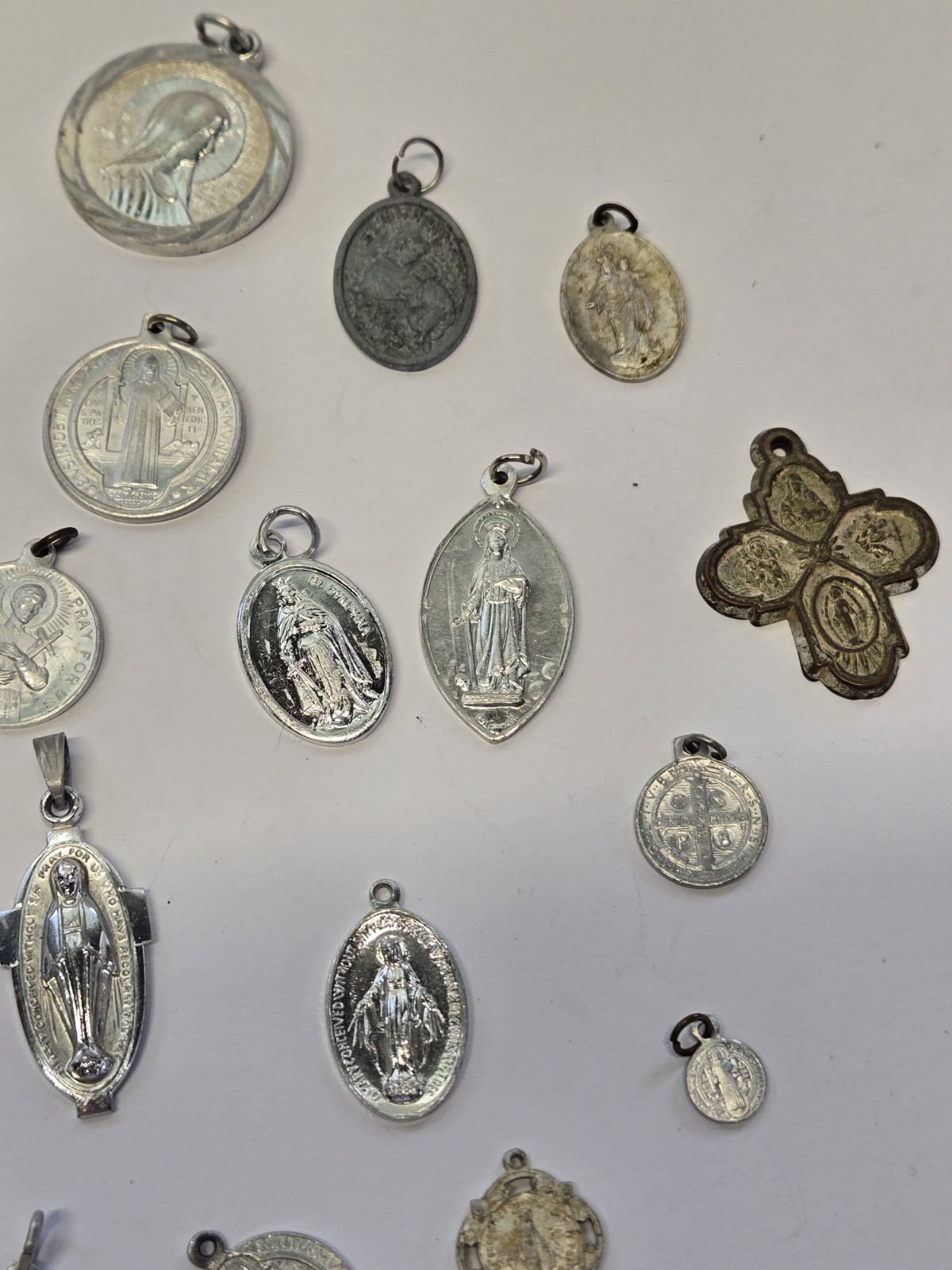 Vintage 39 Piece Lot Aluminum Catholic Medals Half Marked Italy France Germany