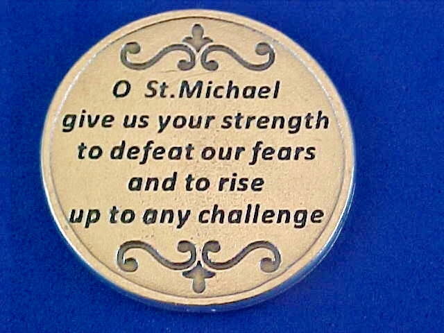 ARCHANGEL ST MICHAEL Pocket Token Protection RED ENAMEL 1-1/8″ Saint Medal