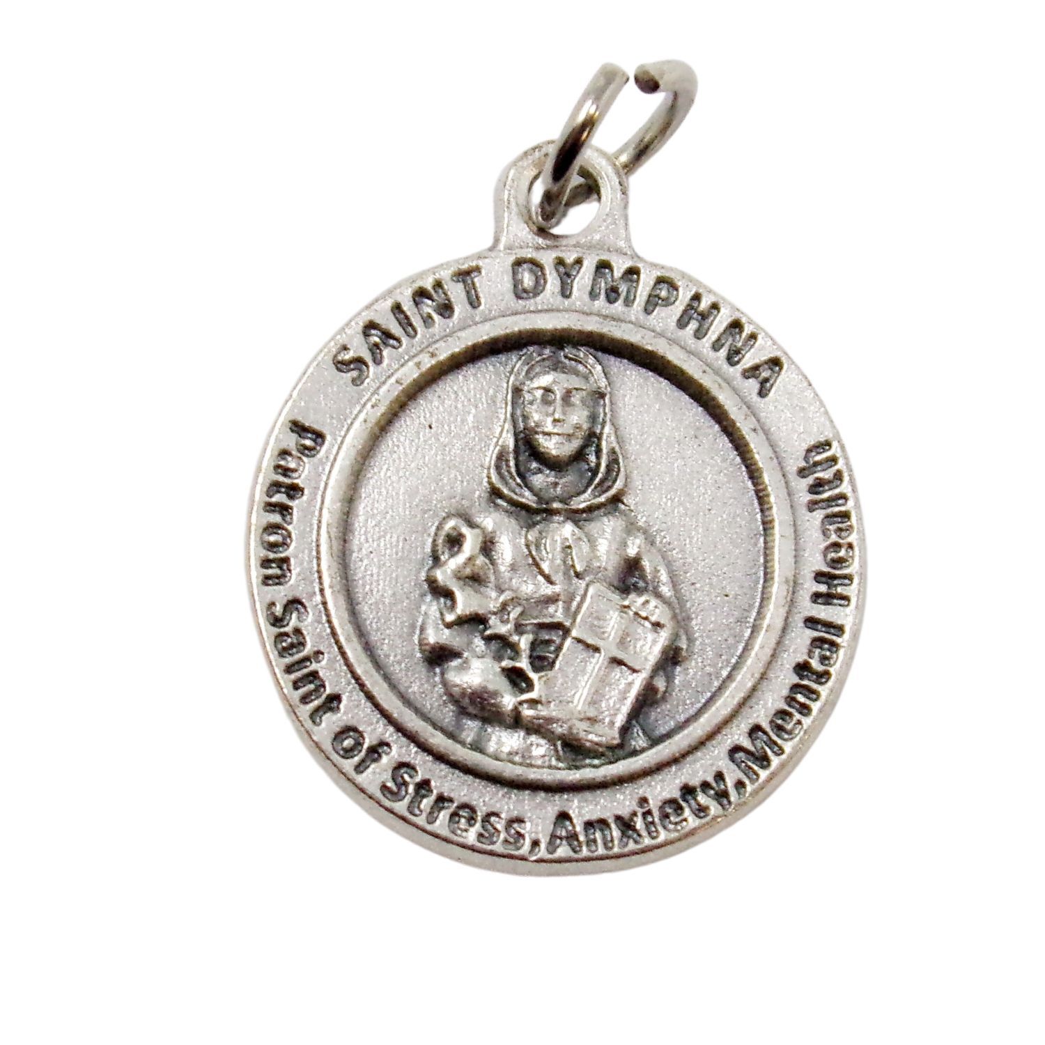St Saint Dymphna Parton of Mental Health Silver Tone Pendants Rosary Parts 1 In