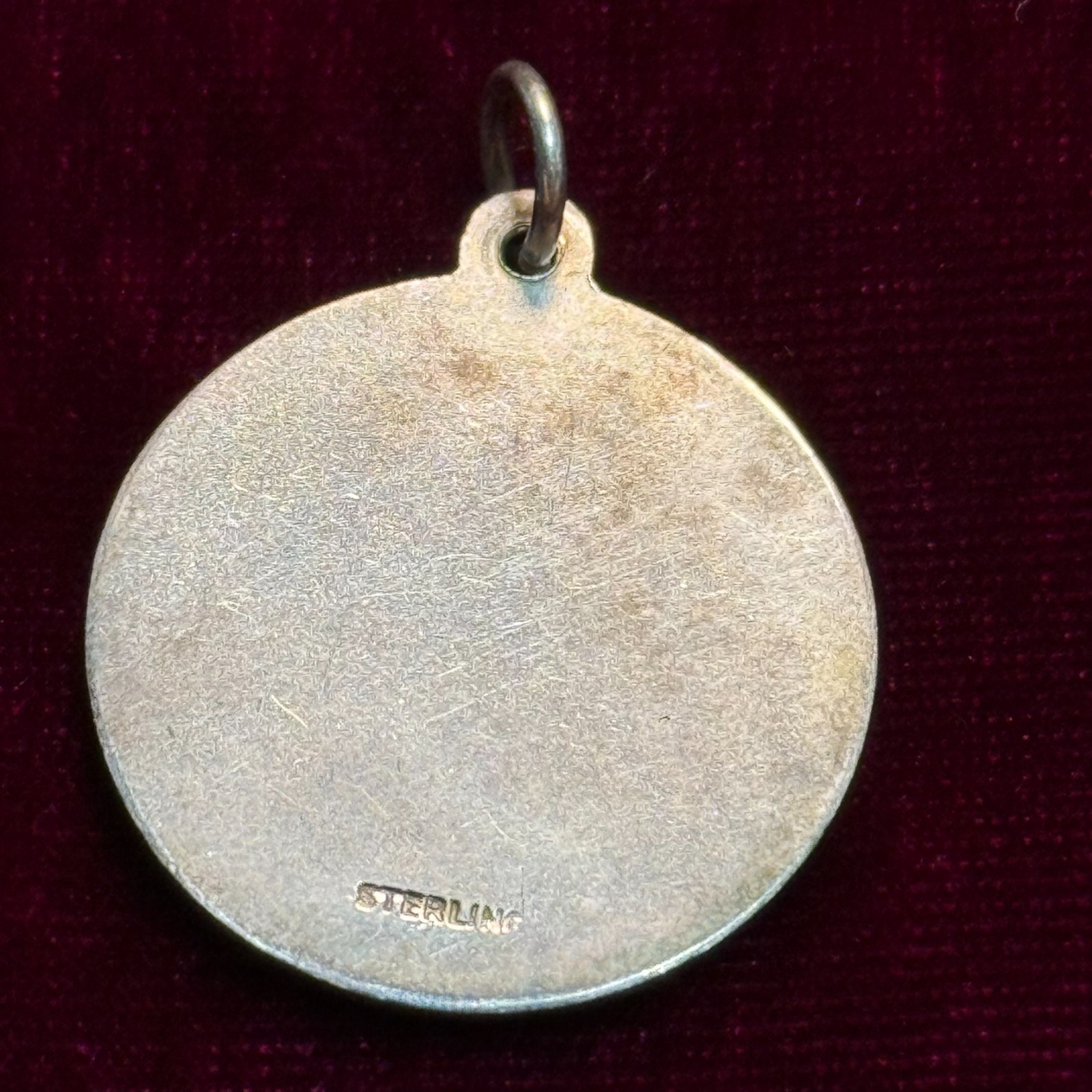 Vintage Silver Saint Lucy Medal Pendant 1 Inch Religious Christianity Italy