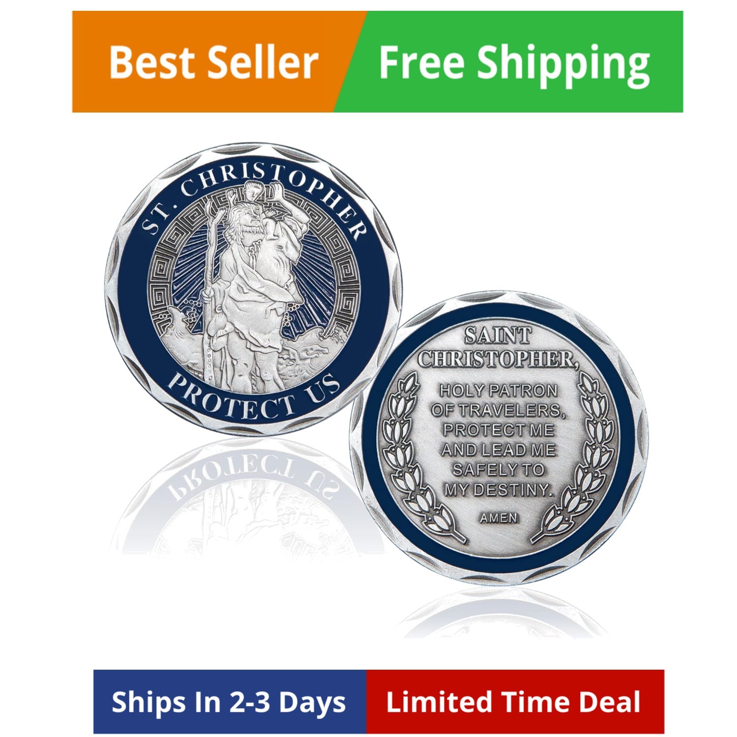 St Christopher Coin Religious Challenge Coin Saint Christopher Medal Bless Safet