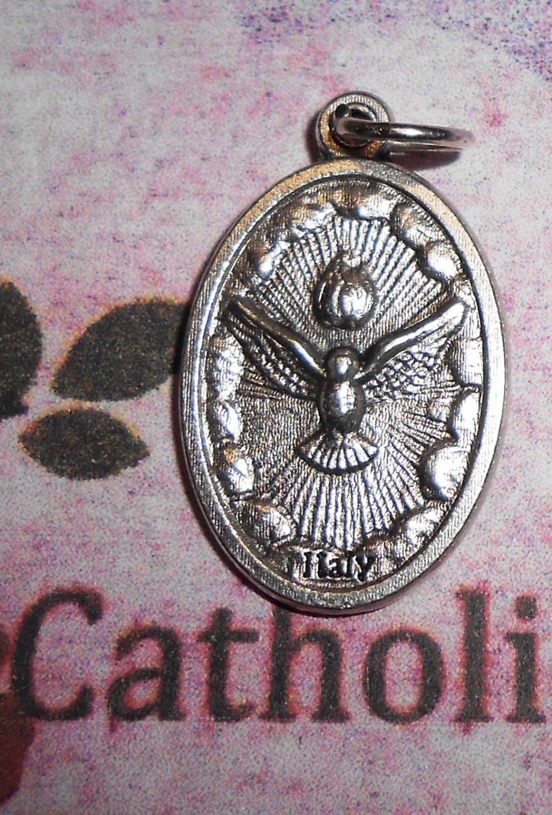 Holy Spirit – Chalice – back – OX Die Cast Silver-tone Italian 1 inch Medal