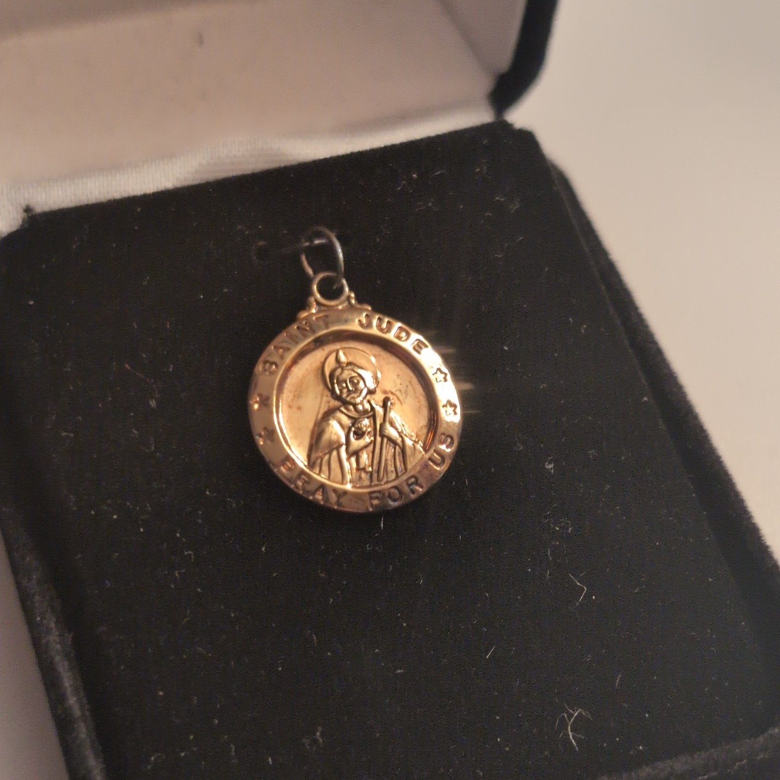 St Jude Medal Shiny Small Sterling GP Silver Pendant Christianity Blank Back