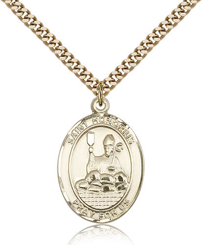 Saint Honorius Medal For Men – Gold Filled Necklace On 24 Chain – 30 Day Mon…