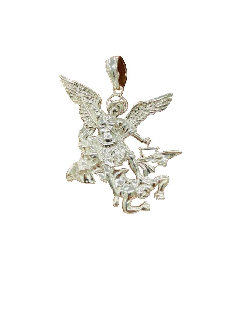St Saint Michael Archangel Medal Medallion Pendant for Mens Womens in Silver 925