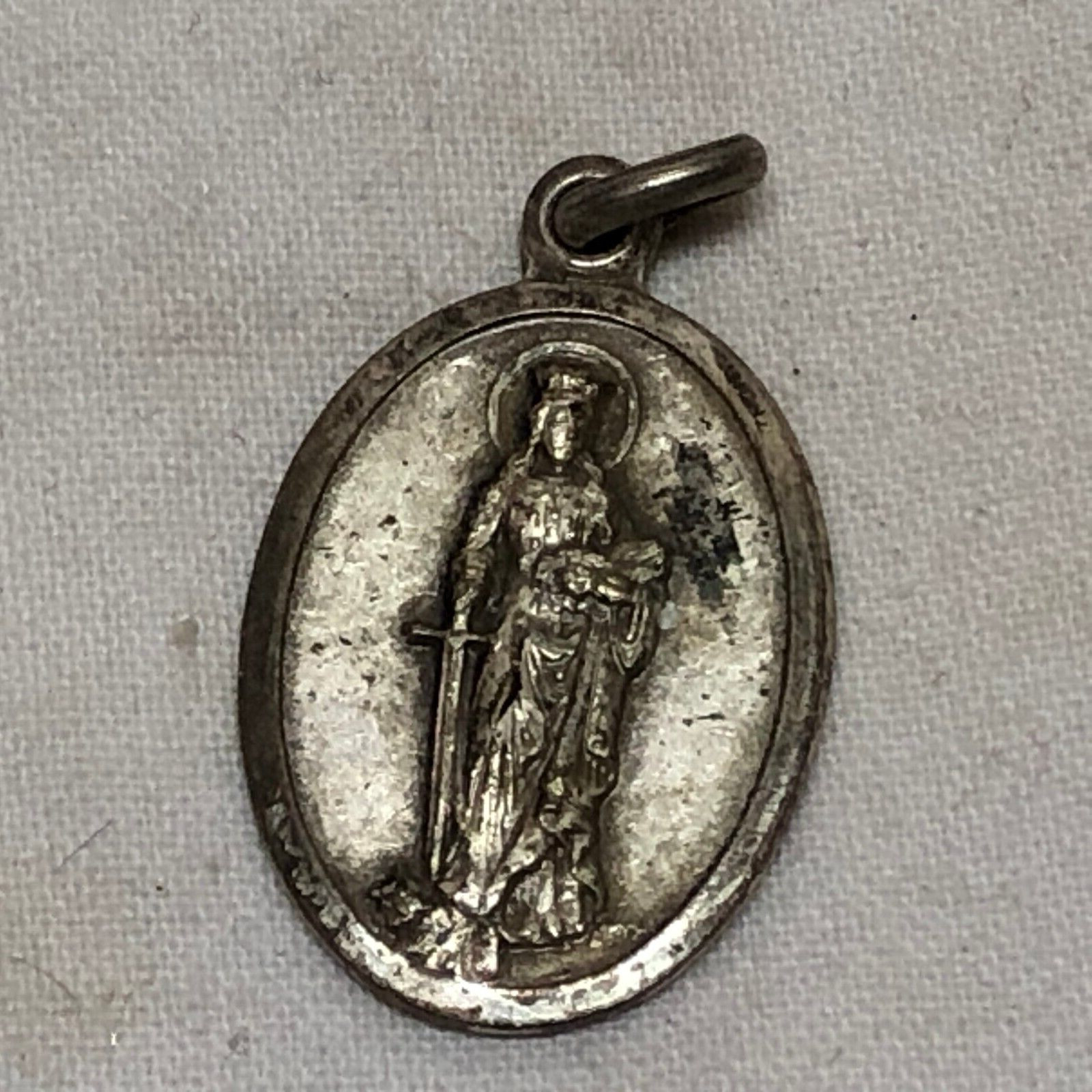Vintage Religious Medal St. Dymphna Virgin and Martyr Pray for Us Made in Italy