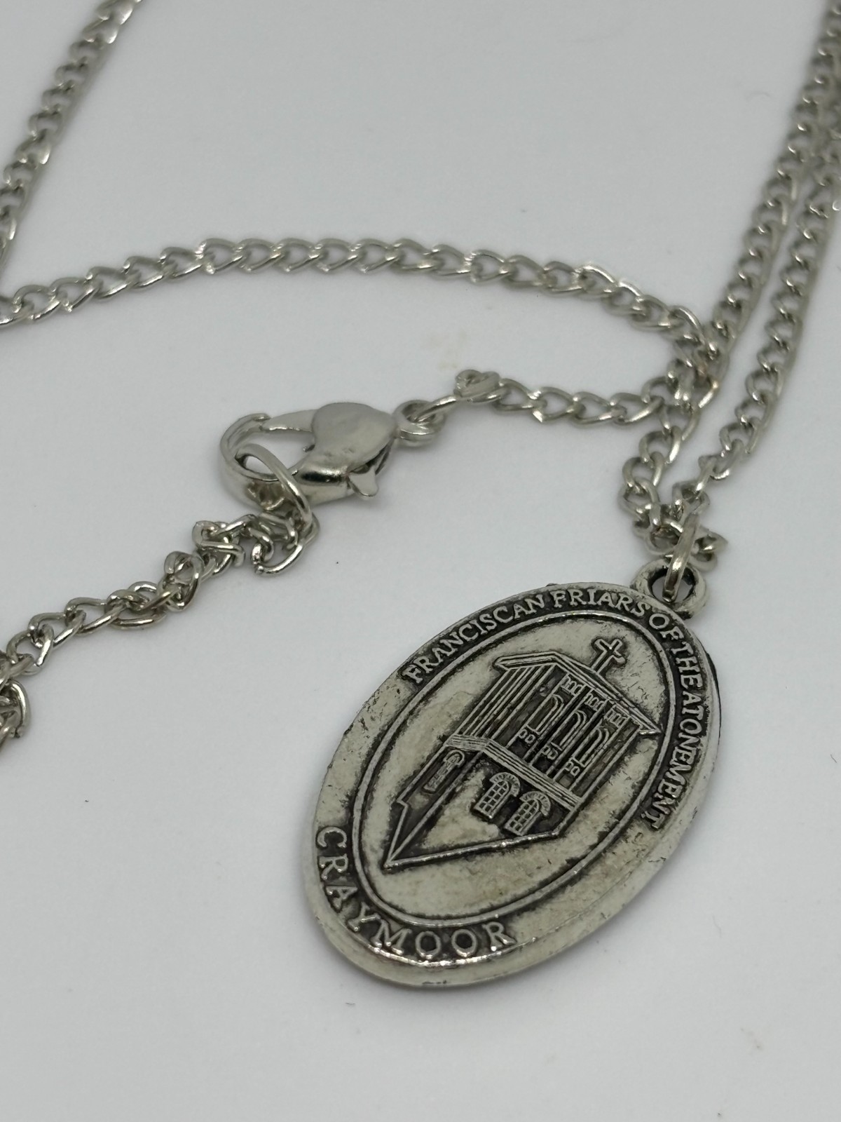 Vintage Catholic Red Enamel St Anthony Medal Pendant Pray For Us Necklace 20″
