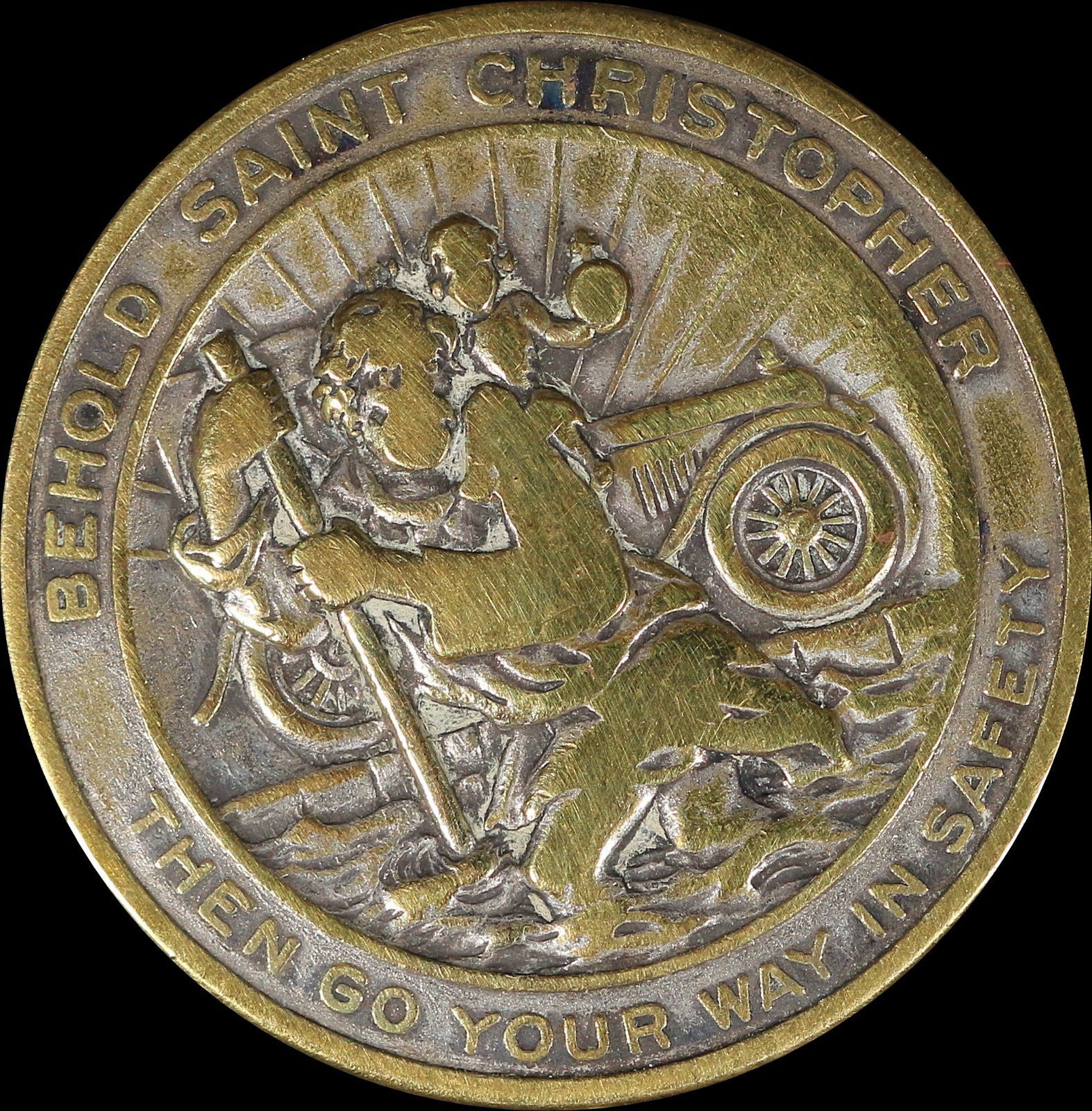 St Christopher Medal Father Cox Miraculous Rose Pocket Piece Low Ball Well Worn