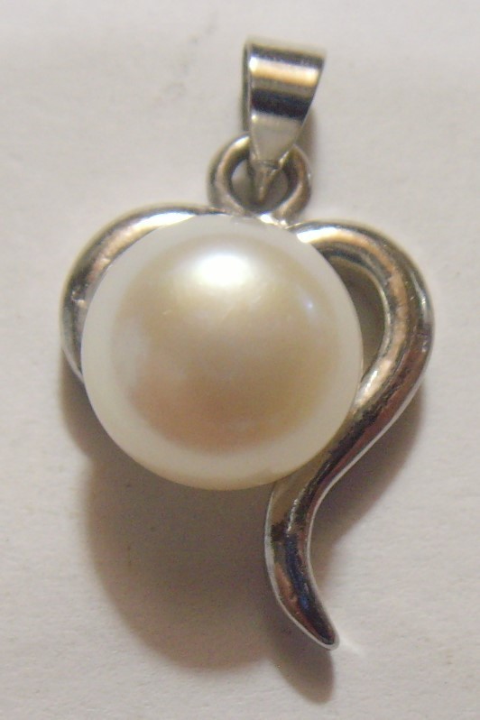1950s vintage 18k white gold plated nice pearl jewelry pendant 54516