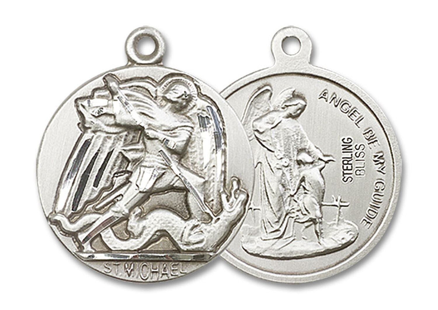 Sterling Silver St Saint Michael The Archangel Medal Pendant Necklace W/ Chain