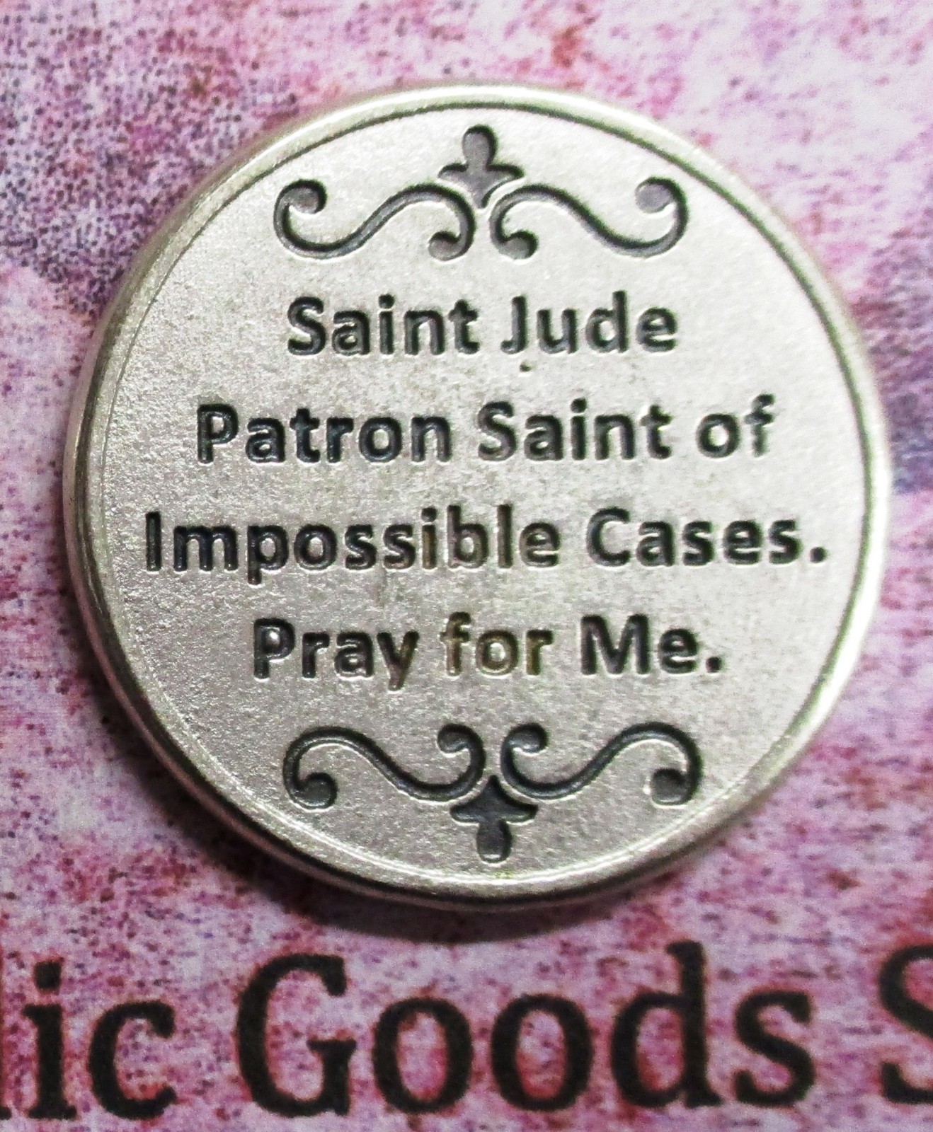 Saint St. Jude with Prayer- V2 – Silver tone Pocket Coin