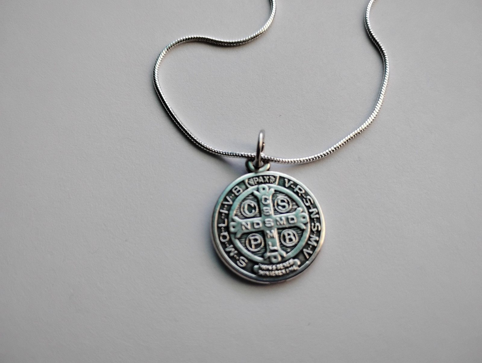 St Benedict Protection Medal Pendant 925 Sterling silver Necklace prayer card