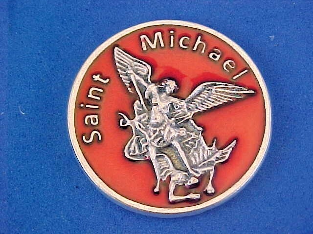 ARCHANGEL ST MICHAEL Pocket Token Protection RED ENAMEL 1-1/8″ Saint Medal