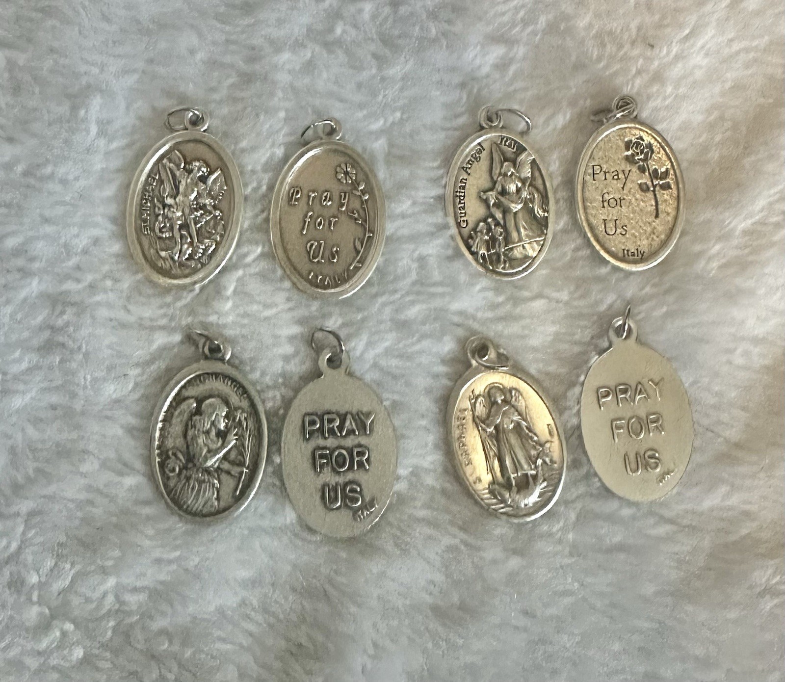 Angel/Archangel Silver Oxidized Catholic Medal Lot 4 Pcs