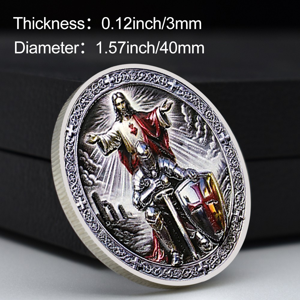 Templar Knight Christian Challenge Coin Jesus Warrior of Christ Faith Gift Medal