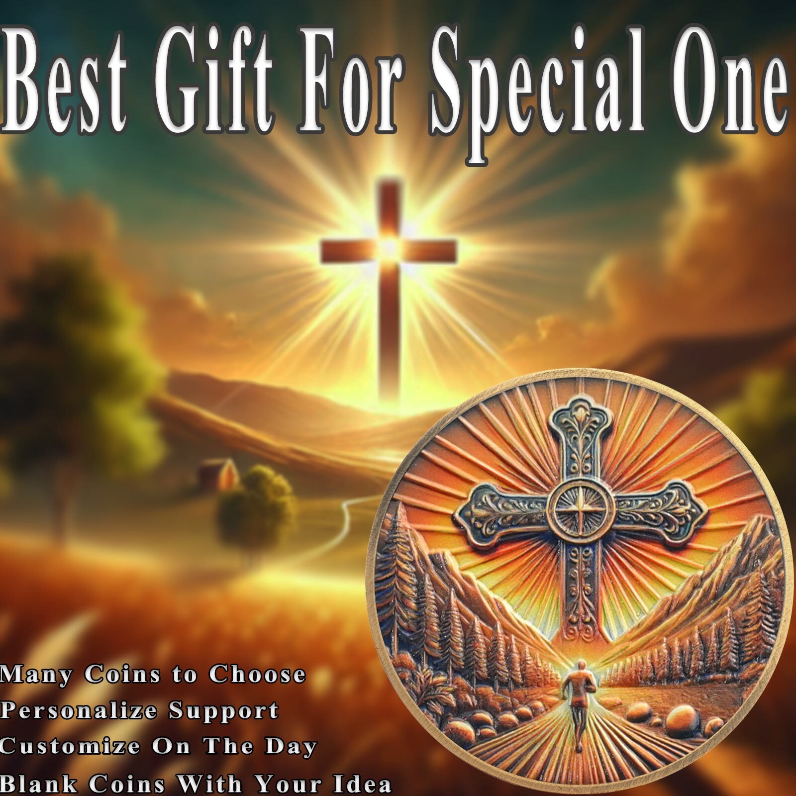 Religious Challenge Coin Philippians 4:13 Verse Christian Cross Faith Souvenir