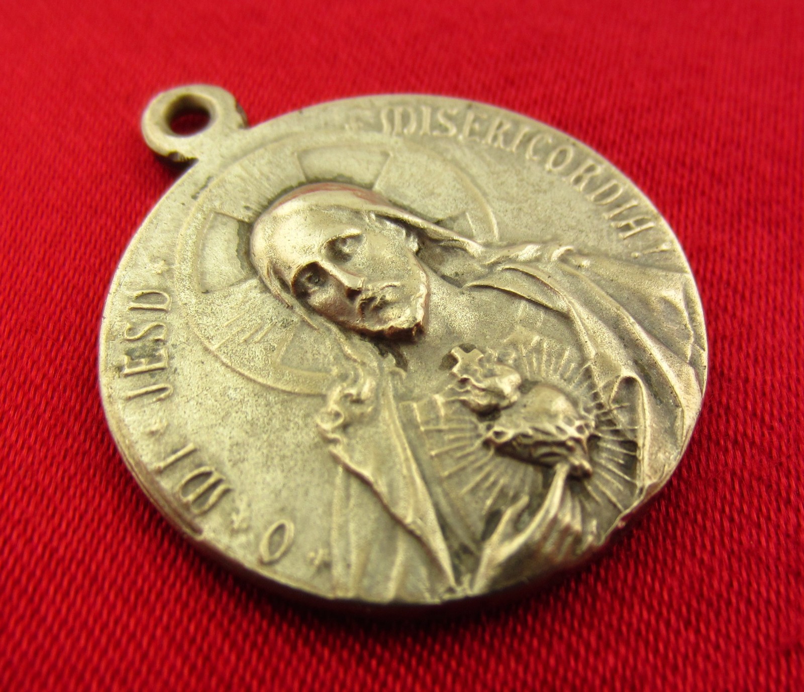 Vintage OUR LADY OF GUADALUPE Medal JESUS SACRED HEART Catholic Pendant LARGE