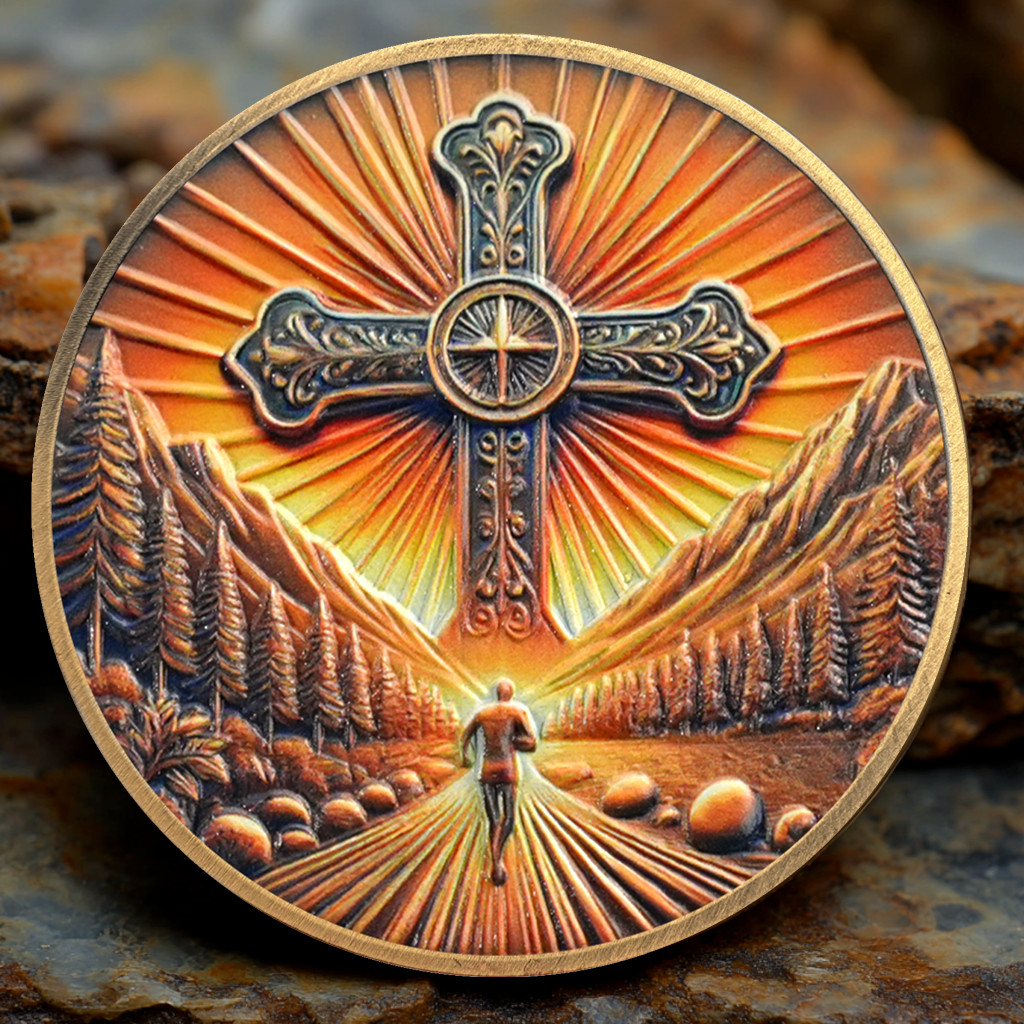 Religious Challenge Coin Philippians 4:13 Verse Christian Cross Faith Souvenir