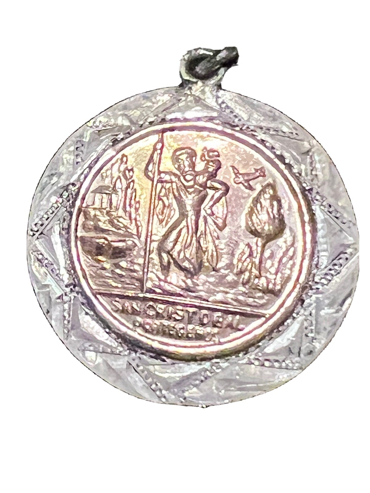 SAN CRISTOBAL JESUS CHRIST Religious STERLING SILVER PENDANT / Charm