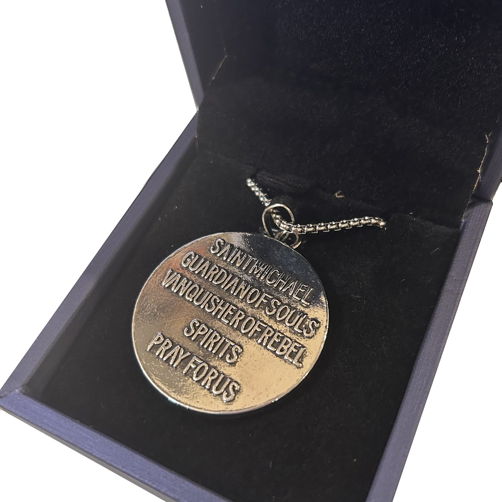 Stainless Steel Patron Saint St Michael Archangel Angel Medal Pendant Necklace
