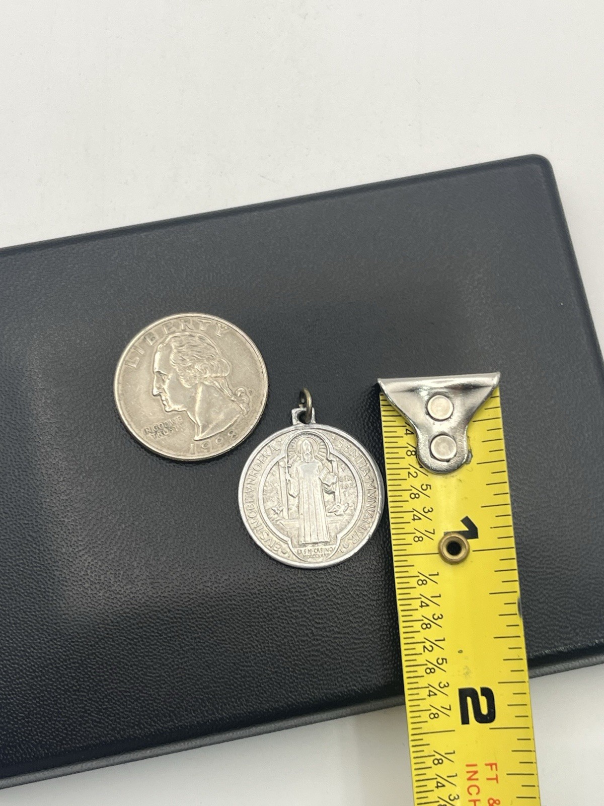 Saint Benedict Catholic religious silver tone round pendant for necklace