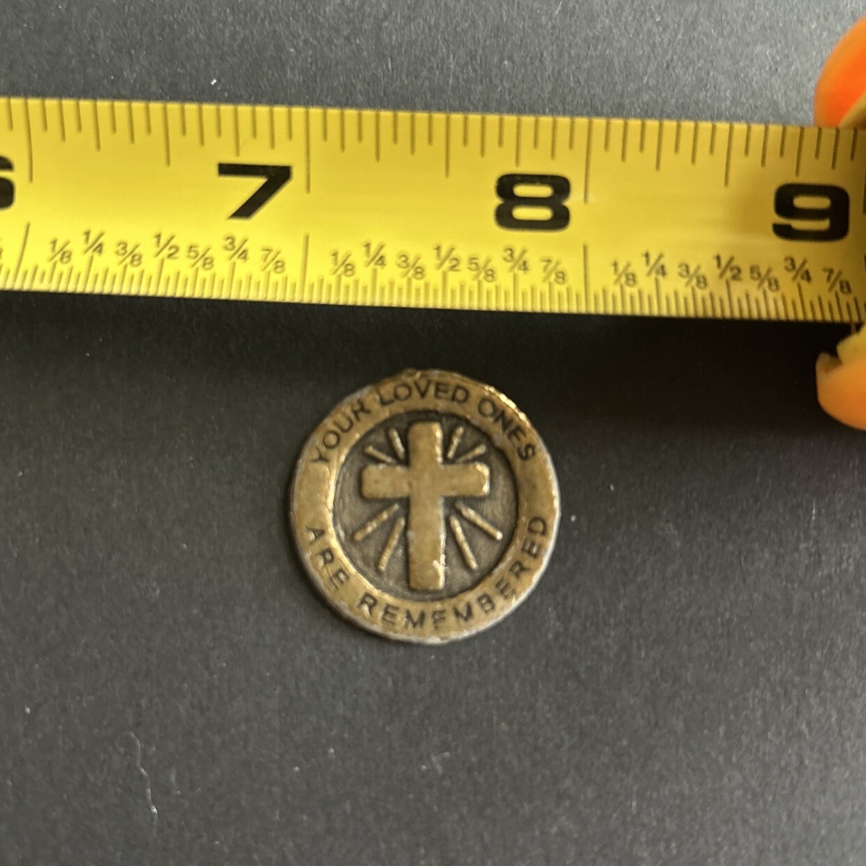 Vintage Religious Christian Love Ones Are Remembered Cross Coin Gold Tone 1”