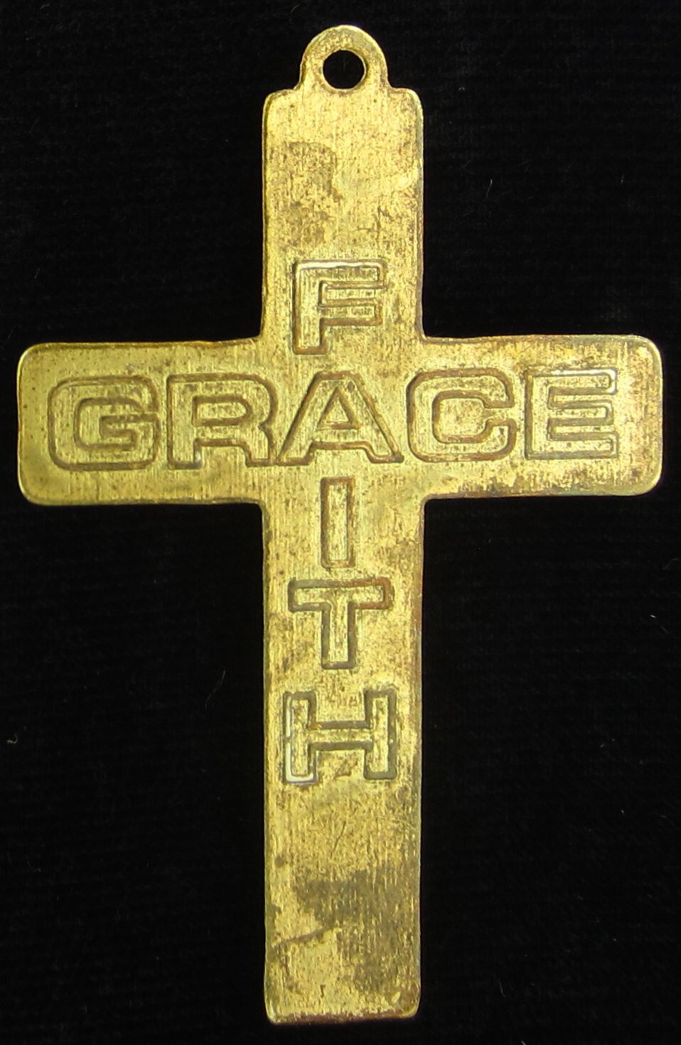 Vintage Cross Medal Pendant Gold Tone Jesus Religious Holy Catholic