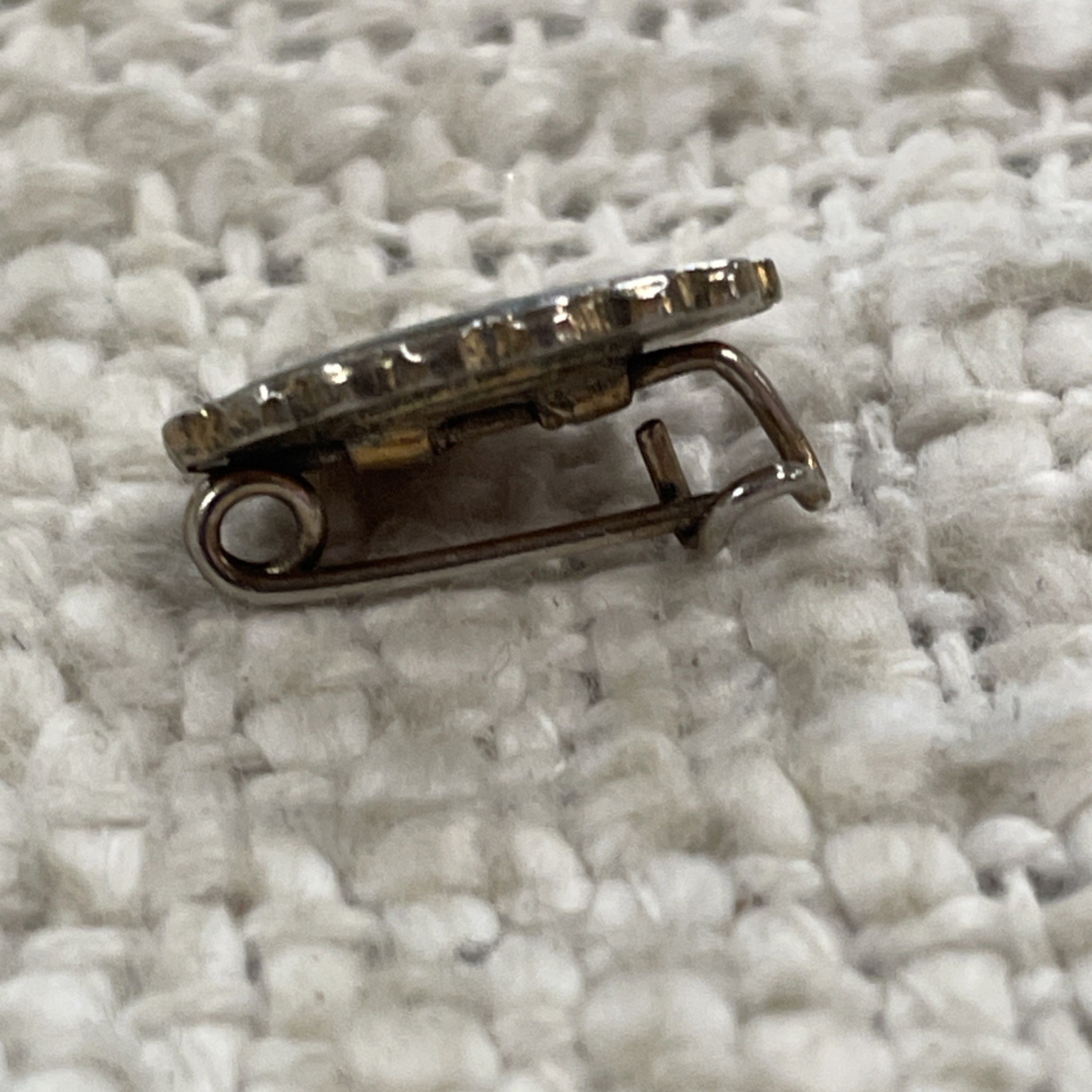 Vintage Religious Gold Toned Blue Army Our Lady of Fatima Pin Brooch