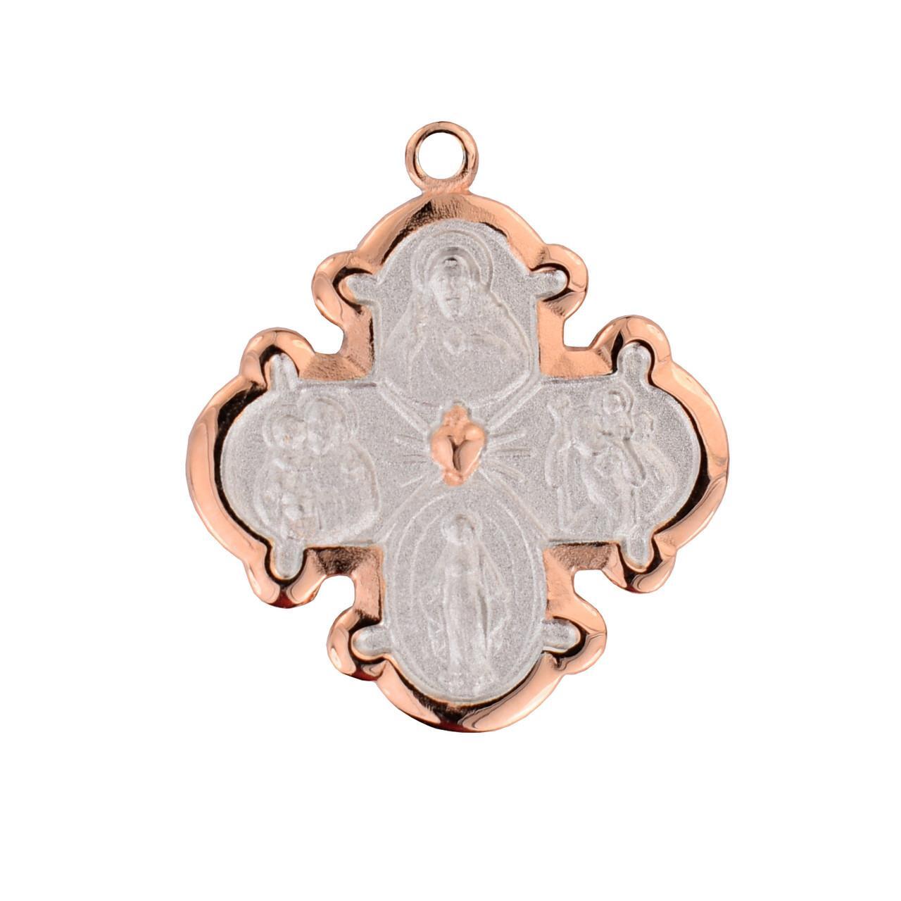 Two Tone 4 Way Medal Size 0.75in Features 18in Long Chain