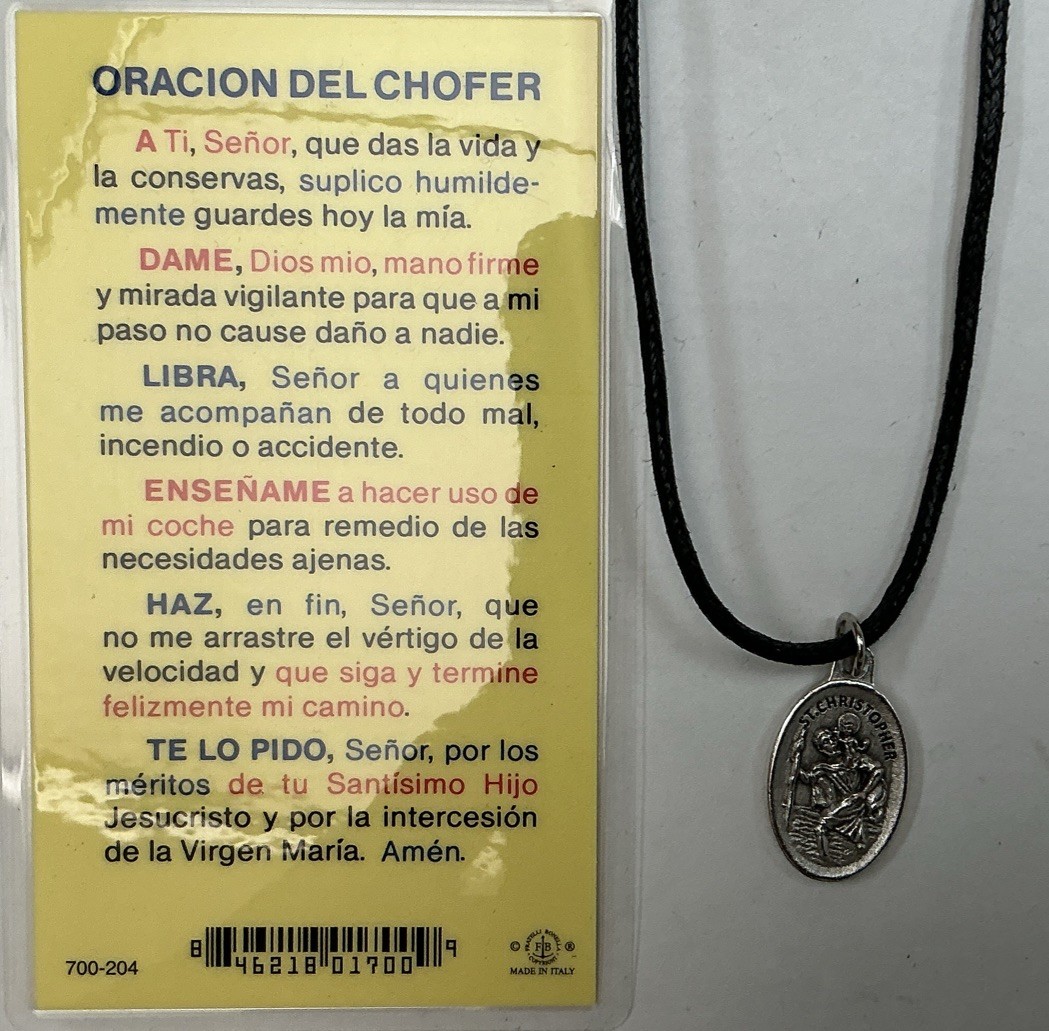 MEDAl OF SAINT CHRISTOPHER, MEDAL DE SAN CRISTOBAL, MIRACLE FAVOR IN SPANISH