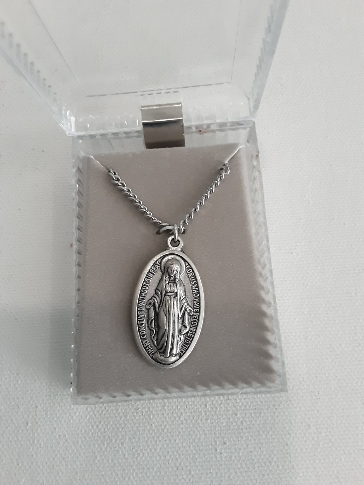 1.5″ Miraculous Medal on 24″ Continuous Chain, Comes Boxed, From Italy