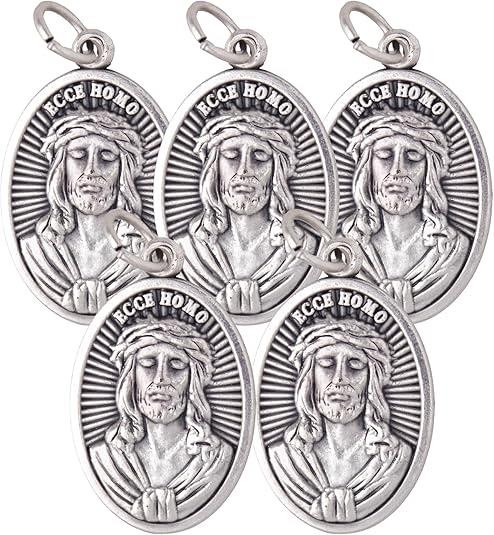 Needzo Ecce Homo & Mater Dolorosa Medals 0.75″, 5-Pack for Rosary/Crafts
