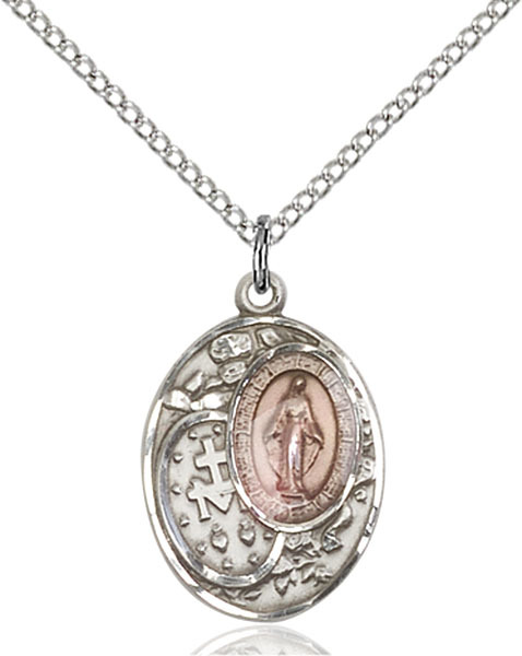 925 Sterling Silver Our Lady Grace Miraculous Virgin Mary Medal Necklace Pendant
